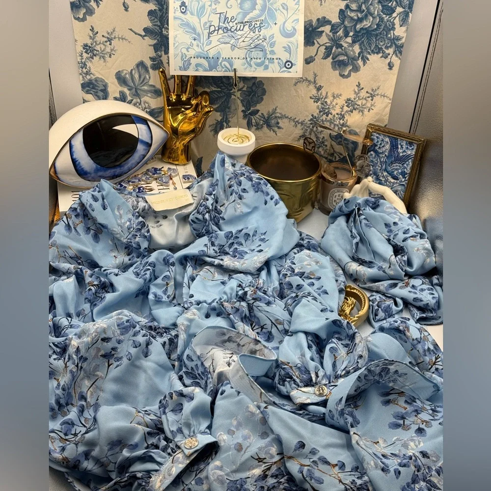 🆕 BRONX & BANCO 🧿 NWOT Bedouin Blue Poppy Tiered Mini Dress - Sz XS US